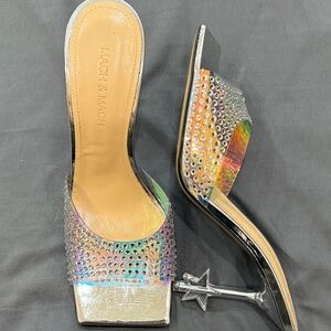 MACH & MACH Silver and Iridescent Women's Heels